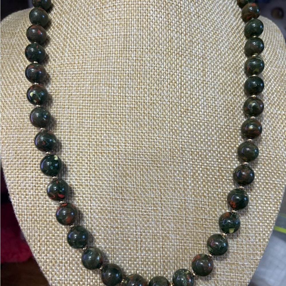 N81 Bloodstone Beaded Necklace
